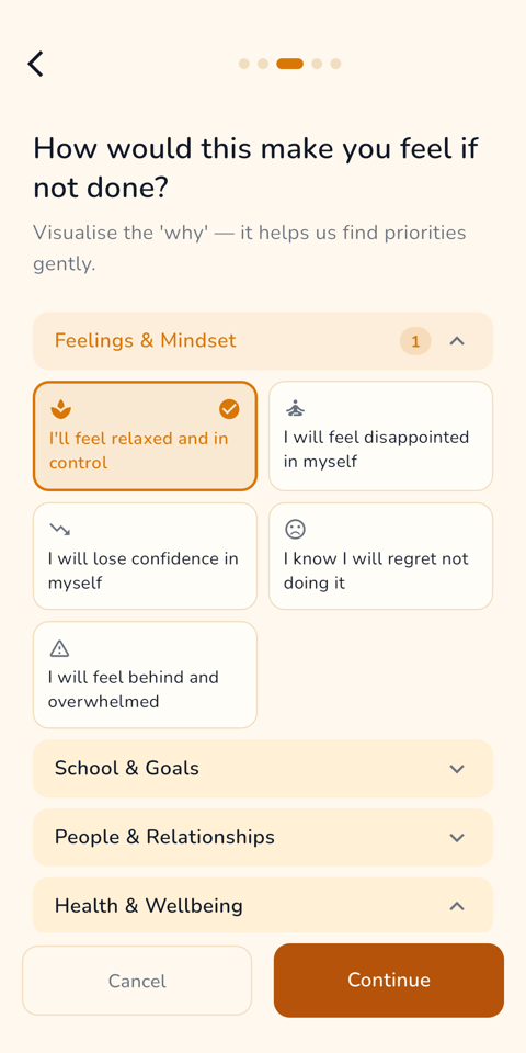 Choosing how skipping a task would make you feel