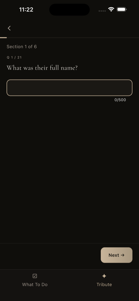 Tendence tribute builder asking What was their full name?